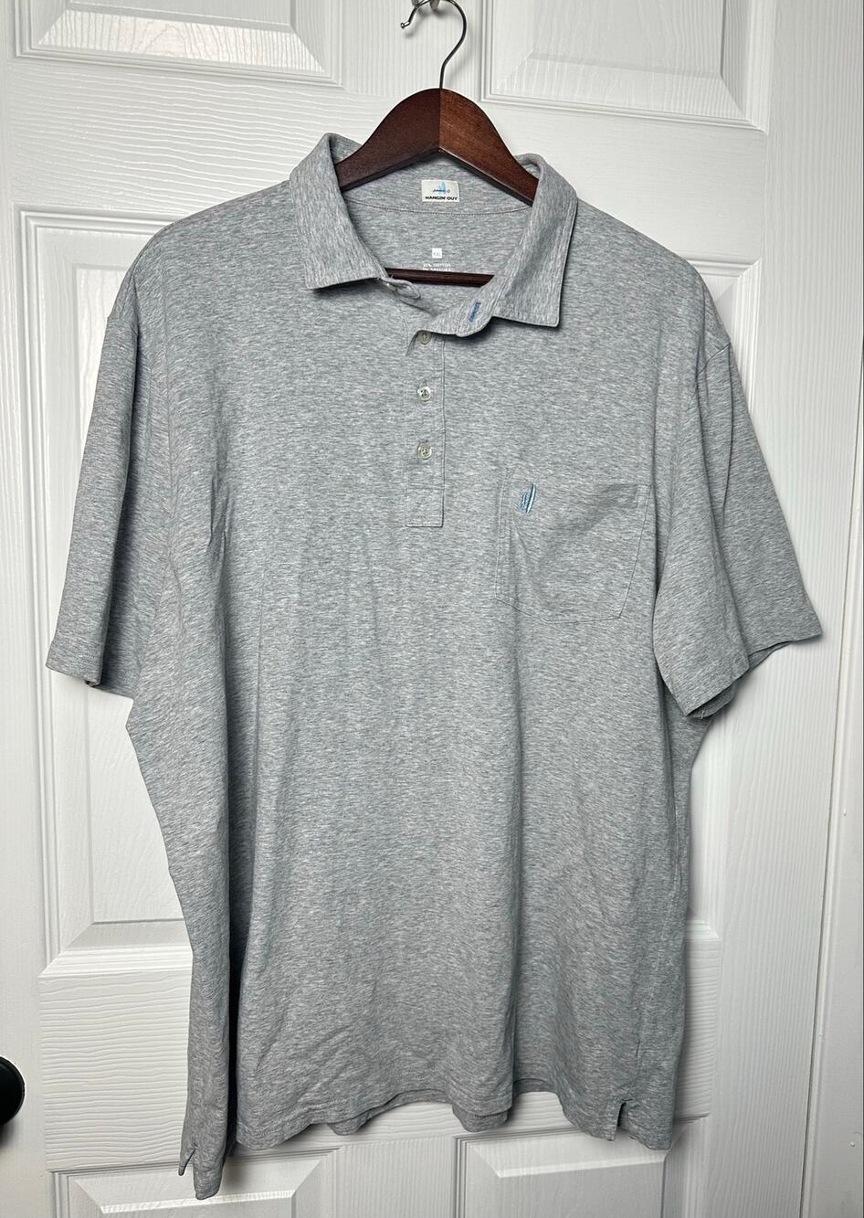 Johnnie-O Hangin' Out Polo Shirt Men's XXL GREY gray Pocket Stretch Short Sleeve